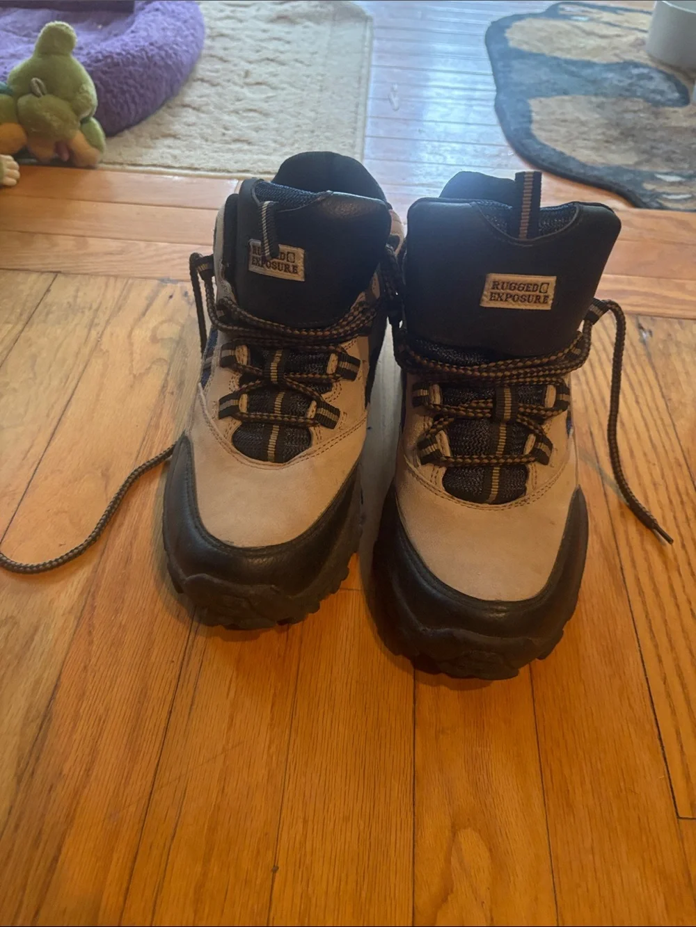 Men's Beige and Black Hiking Boots
